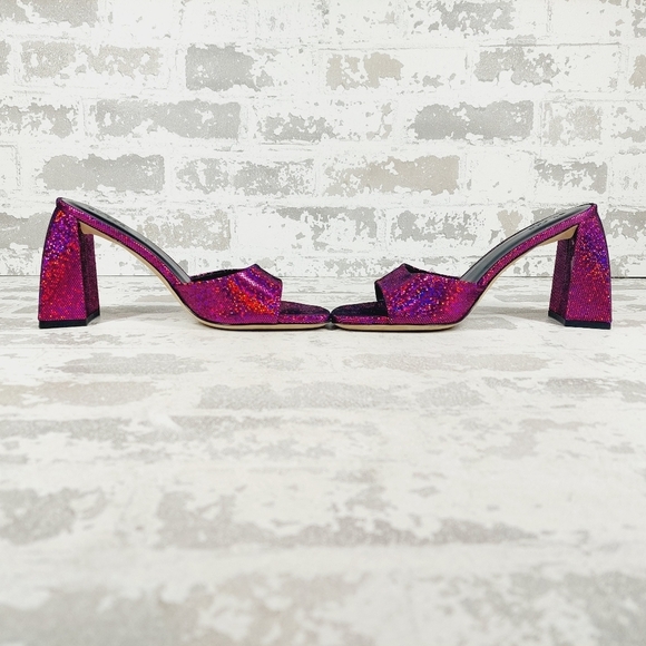 New By Far Michele Purple Metallic Leather Mules K127 - Picture 7 of 12